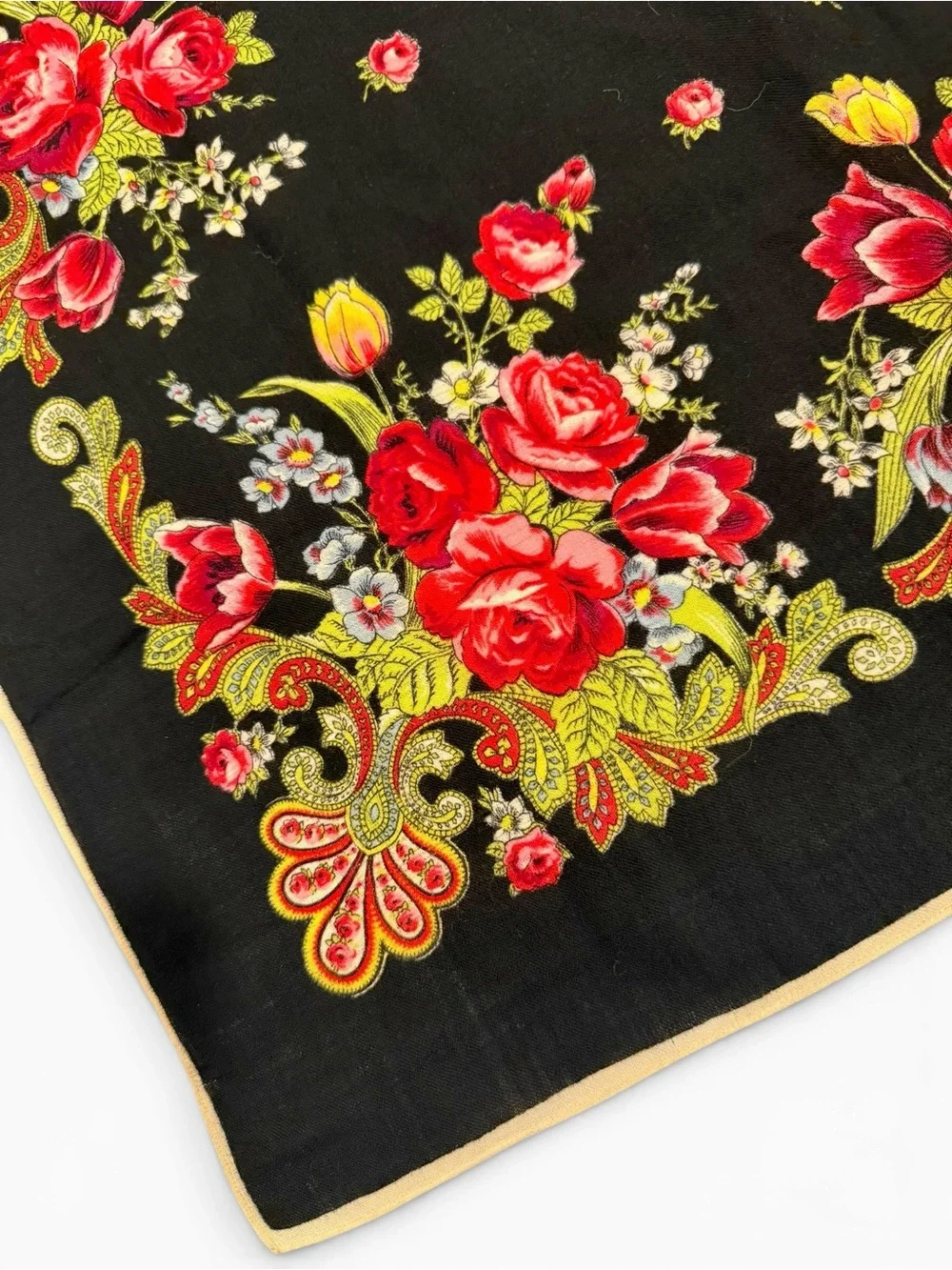 Floral Folk-Style Scarf Estate Sale Scarf